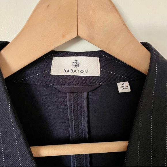 Aritzia Wilfred New Power Blazer Navy Blue Pinstripe Size 12 - Picture 7 of 12